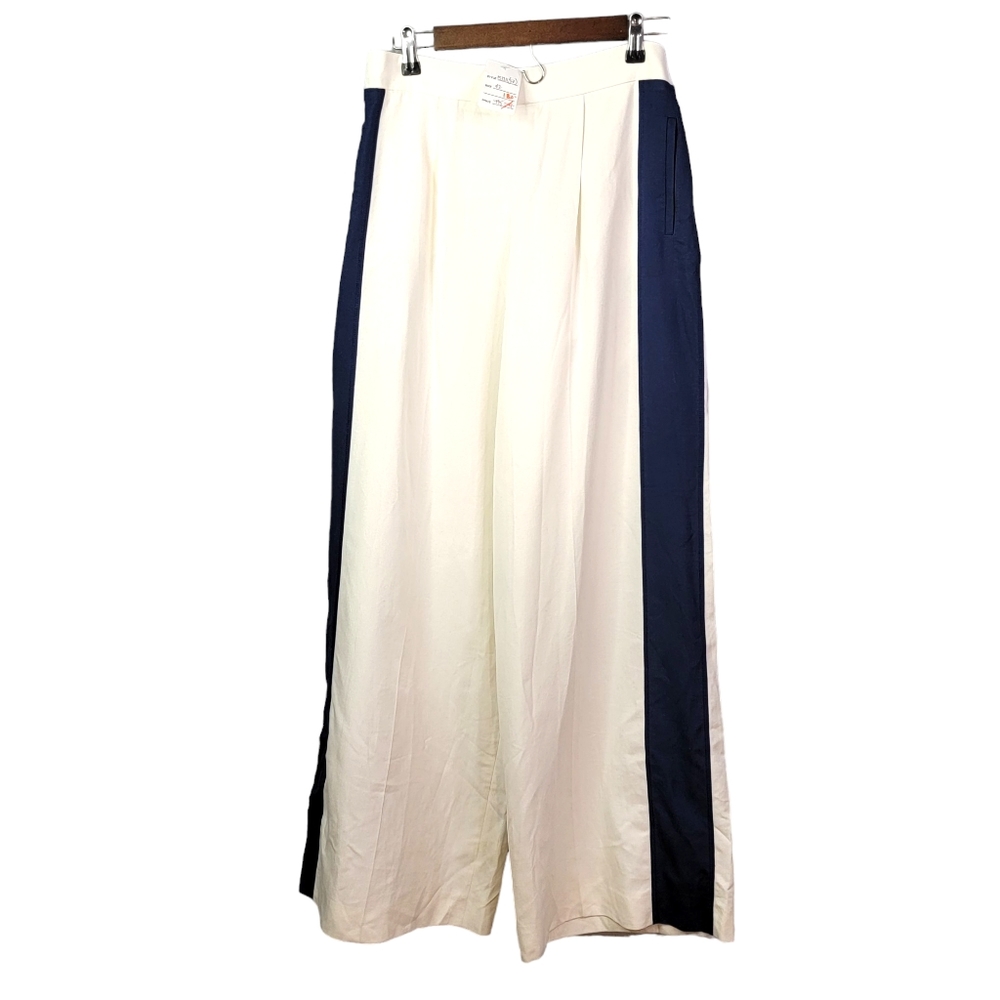 Viktor & Rolf Made in Italy Cotton Silk Blend Designer Palazzo Wide Leg Pants 42 - Picture 5 of 16
